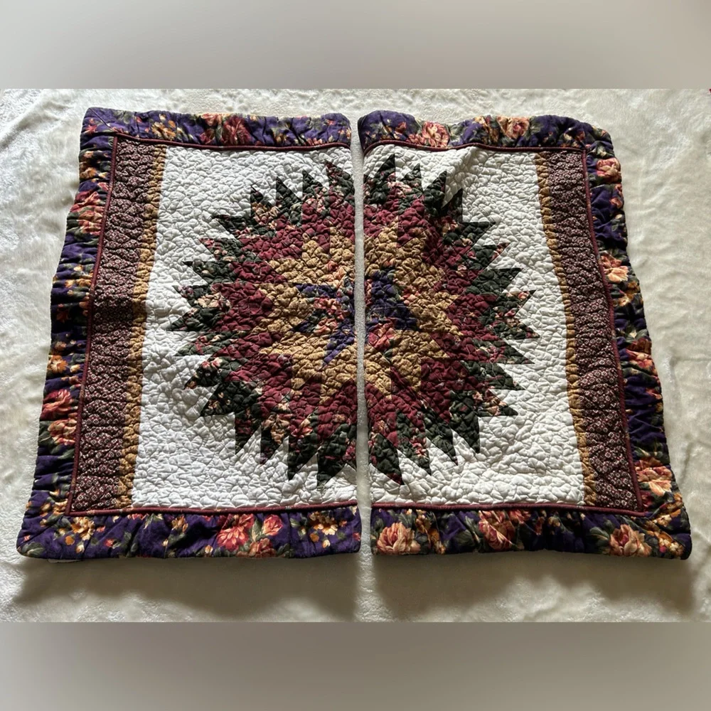 floral patchwork quilted pillow sham set